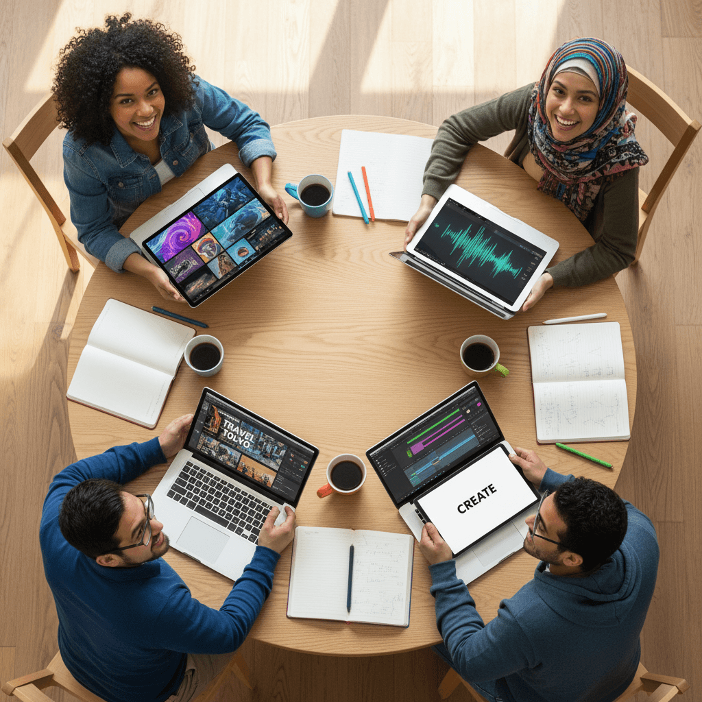 Content creators using Itz Femiranking platform on mobile devices